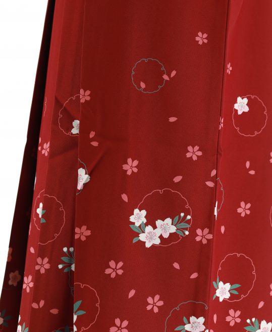 卒業式袴単品レンタル[プリント]エンジに桜[身長151-155cm]No.526